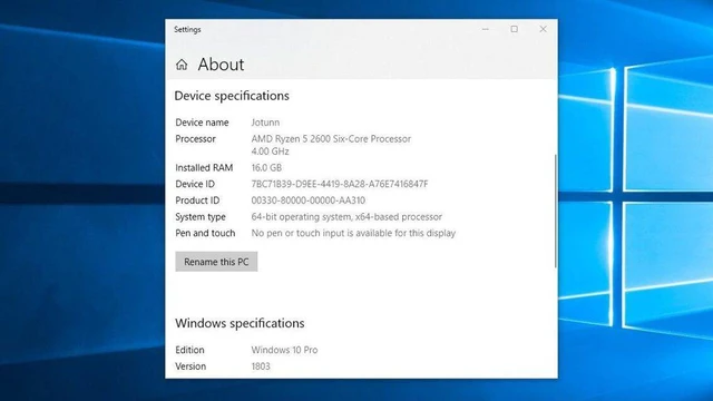 screenshoot spesifikasi laptop