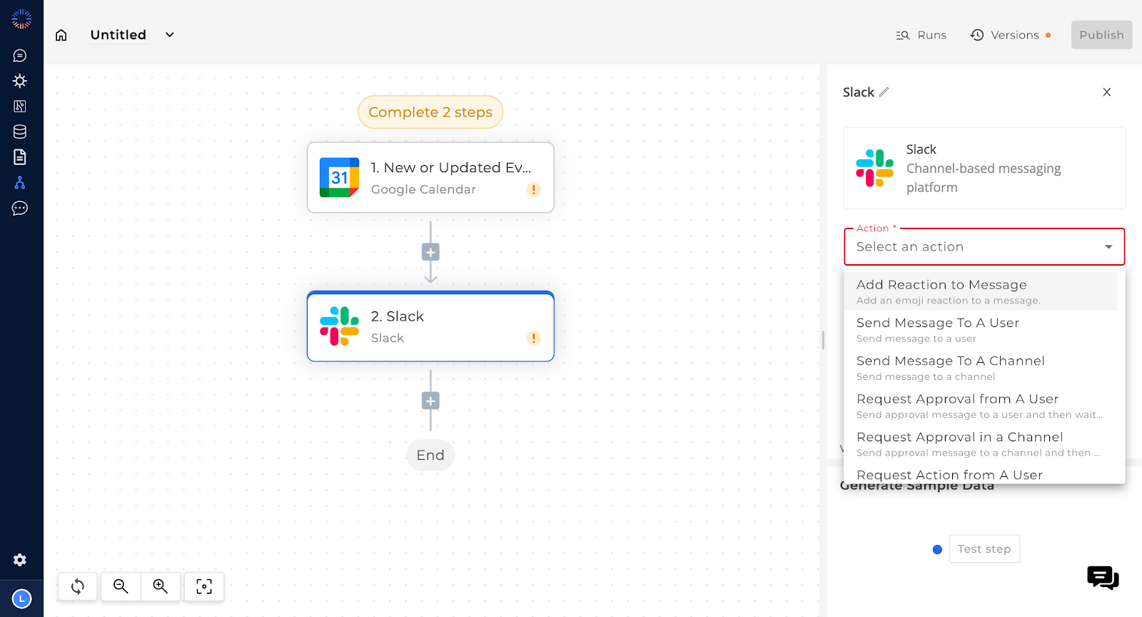 Add Slack to your workflow.