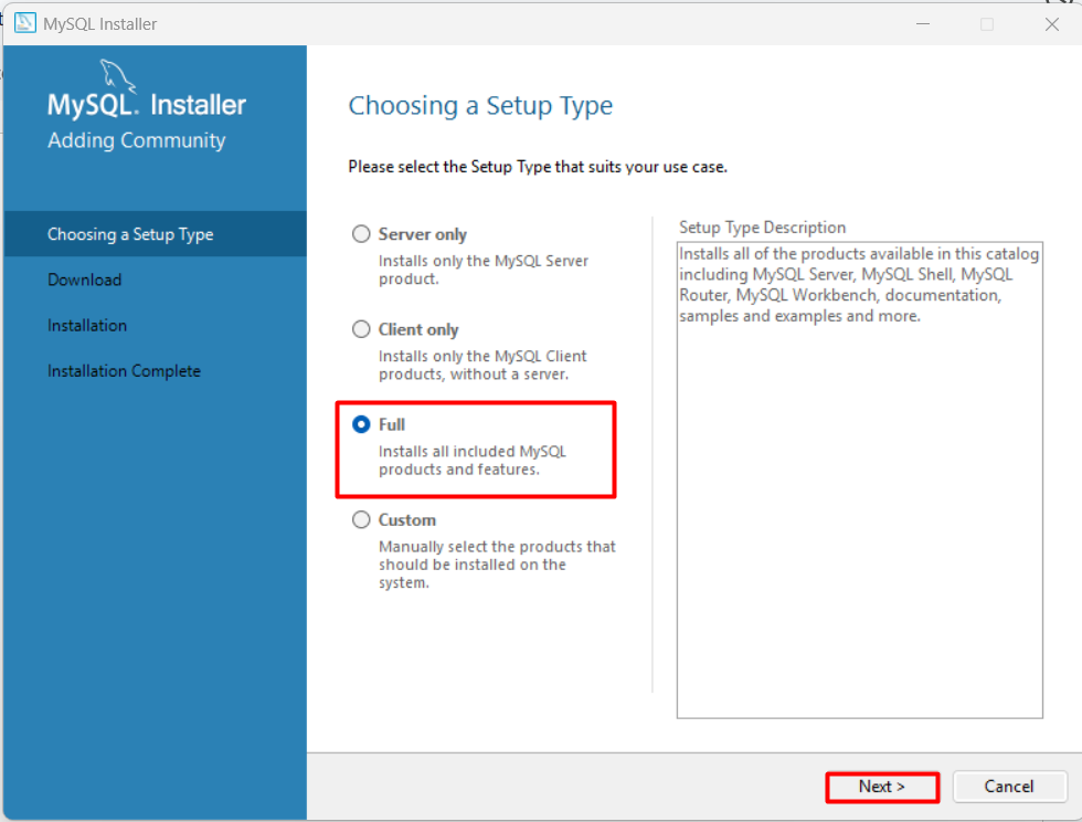 MySQL Installer Full Installation