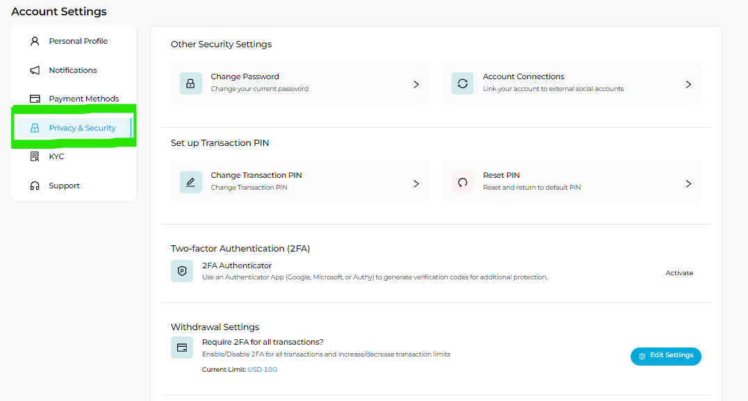 how to manage your transaction pin