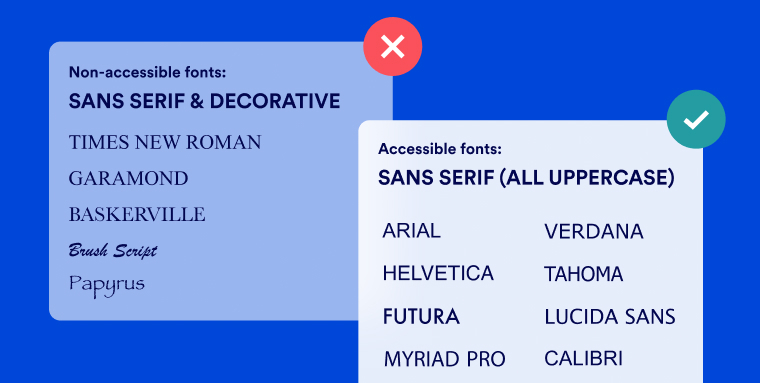 non-accessible vs accessible fonts