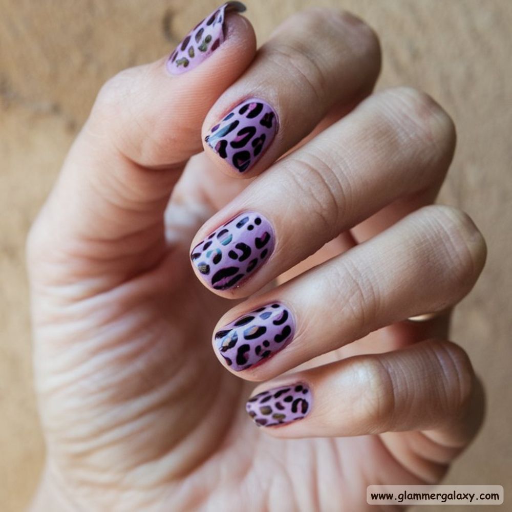 Purple Fall Nails having Fun Leopard Print Nails
