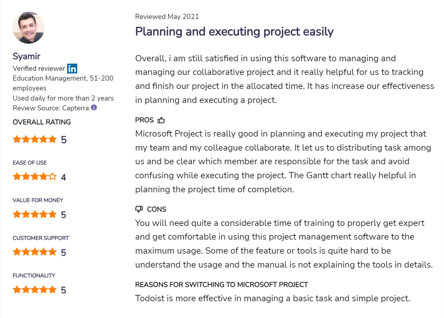 Microsoft project review