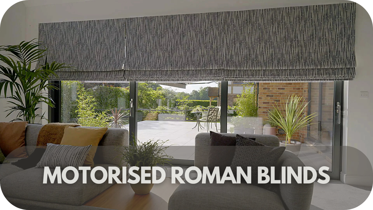 Sleek and stylish motorised Roman blinds, perfect for easy control and modern living spaces.