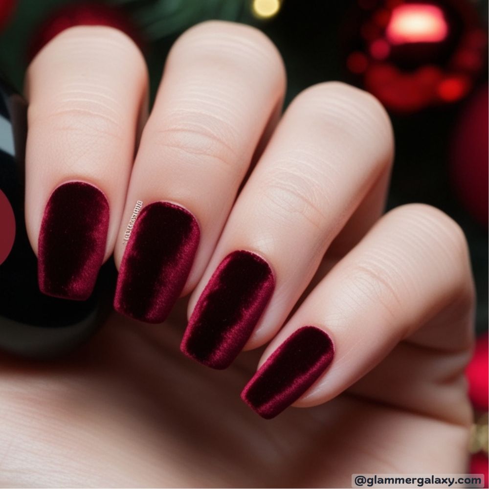 December Nails having Velvet Effect
