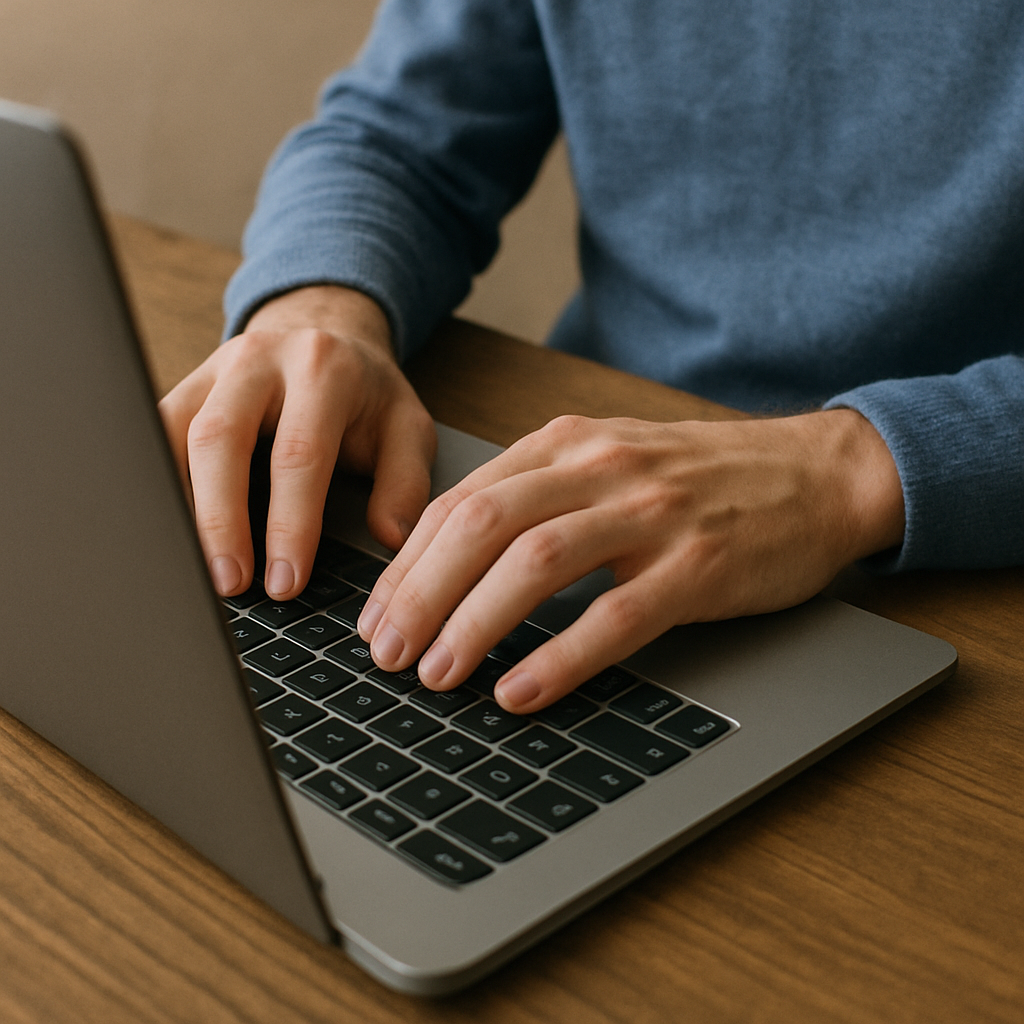 Typing on Laptop