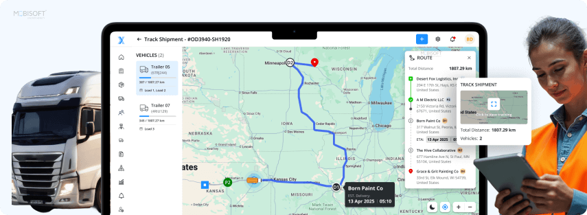 Real-time vehicle tracking map for logistics operations