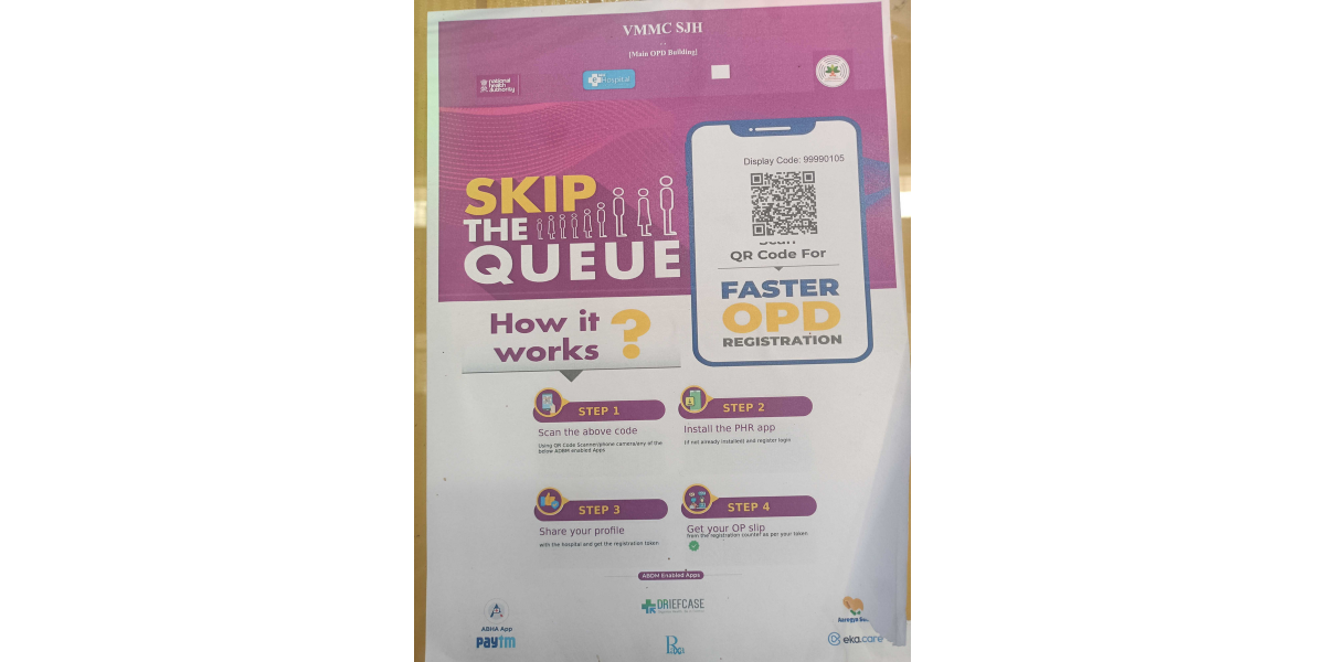 A QR Code on a poster displayed in a hospital.