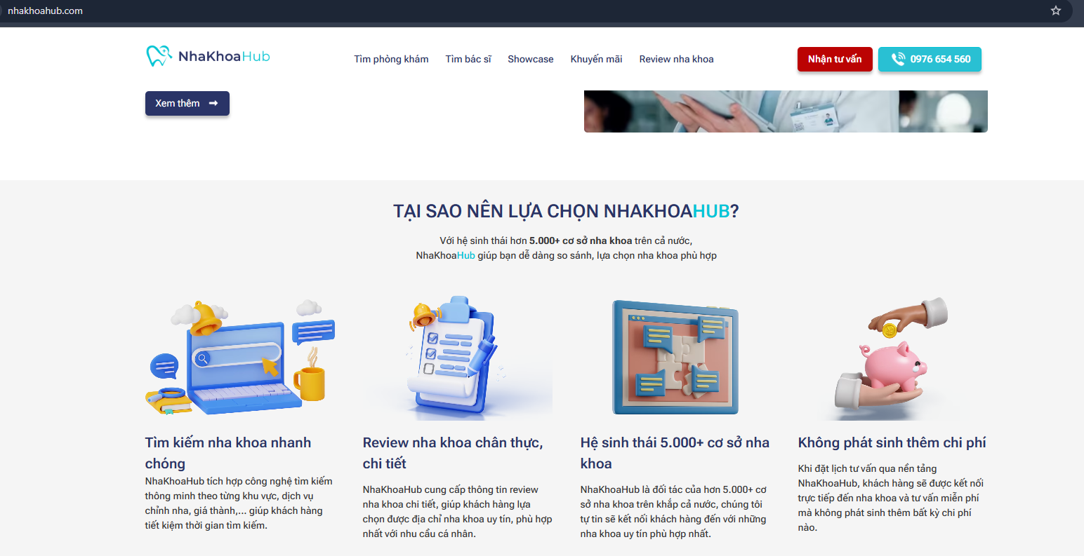 NhaKhoaHub - Cầu nối giữa khách hàng và hàng ngàn nha khoa trên toàn quốc