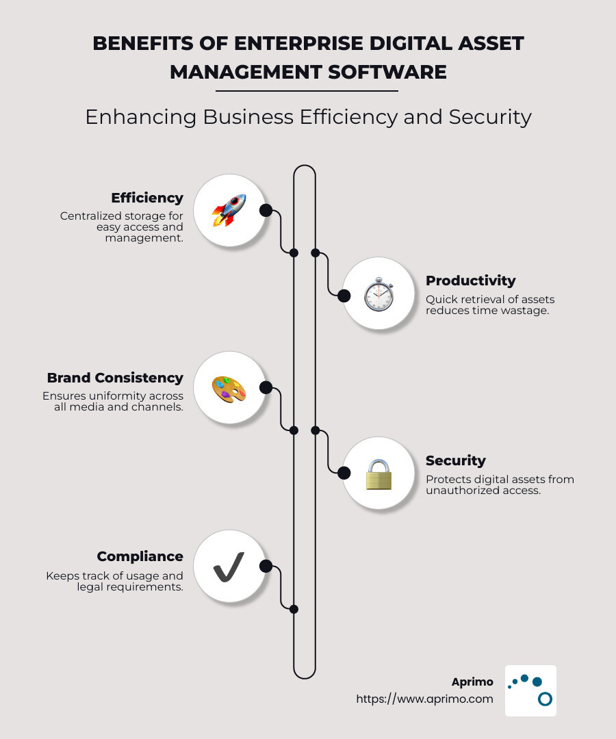 Benefits of Enterprise Digital Asset Management Software Infographic - enterprise digital asset management software infographic infographic-line-5-steps-neat_beige