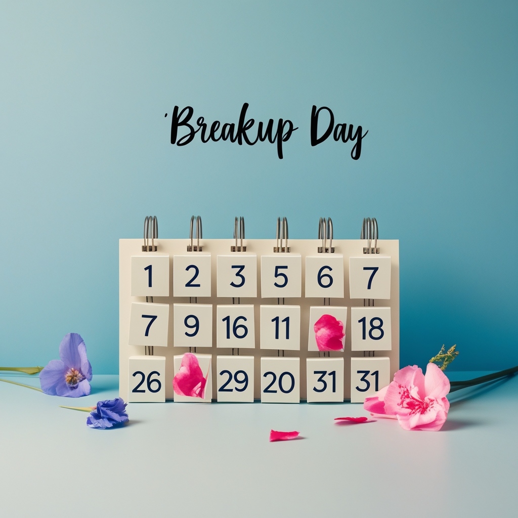 A calendar with months crossed off leading up to “breakup day”