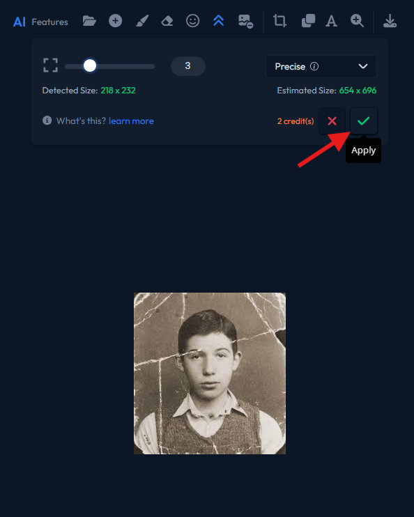 a screenshot of a image upscaling generator