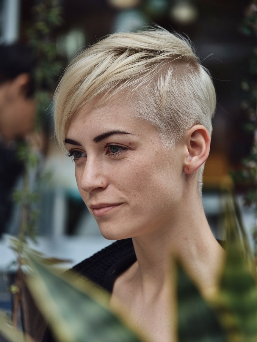 18. Undercut Pixie with Long Bangs