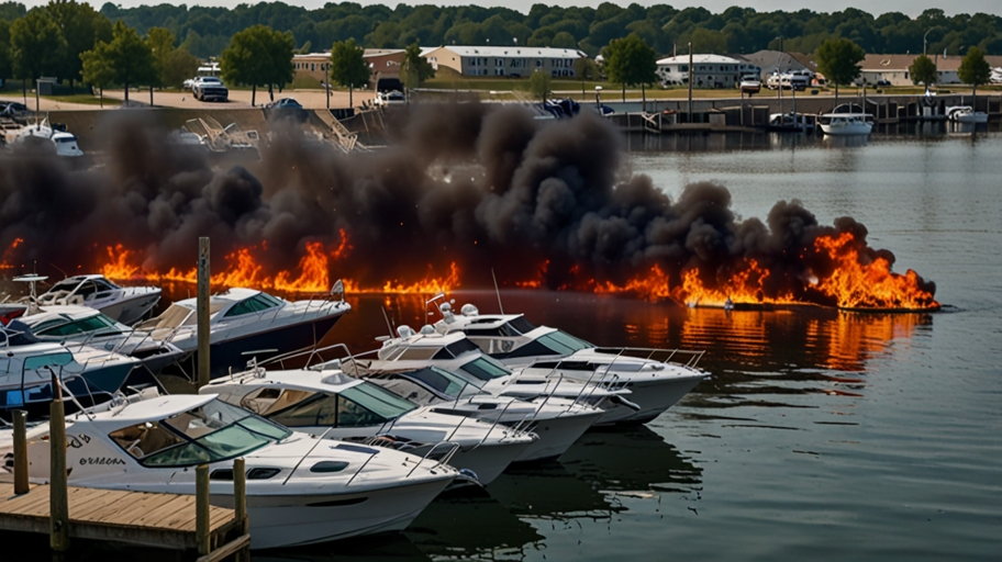 Boat Fire at Alton Marina Illinois 2016 Fishing