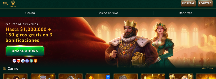 Página de inicio de Casinia