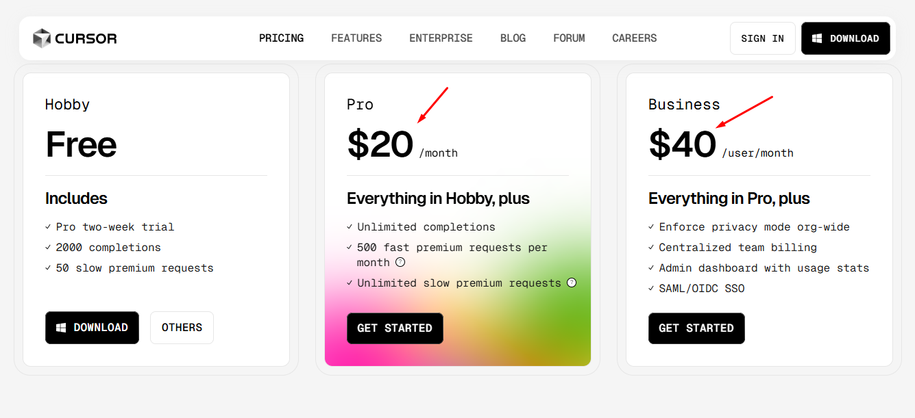 Cursor AI pricing