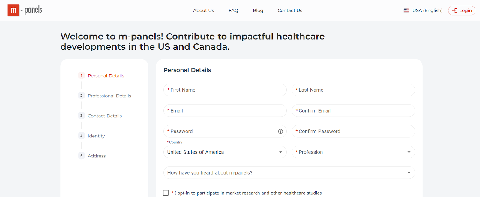 Website and signup form of M-panels