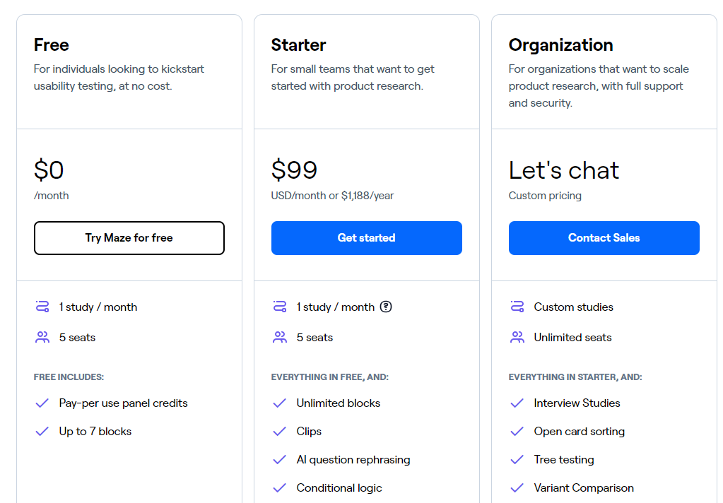 Maze pricing