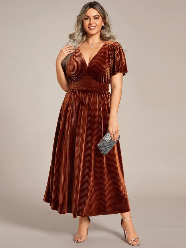 v-neck midi velvet dress