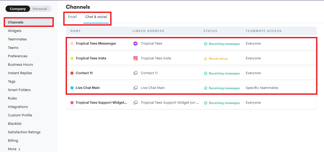 You can easily add email or social channels to Groove. 