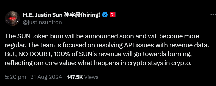 Justin Sun Twitt