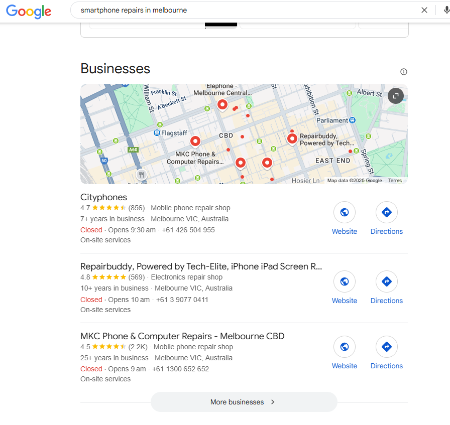 Google Business Profile used for SEO for local business
