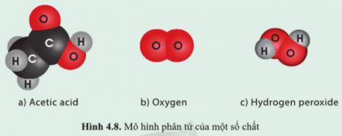 BÀI 4. PHÂN TỬ, ĐƠN CHẤT, HỢP CHẤT MỞ ĐẦUCâu hỏi: Chúng ta cảm nhận được mùi thơm của nhiều loại hoa, quả chín là do một số chất có trong hoa, quả chín tách ra những hạt rất nhỏ, lan tỏa vào không khí, tác động lên khứu giác của con người. Những hạt như vậy được gọi là phân tử. Vậy phân tử là gì?Đáp án chuẩn:Là hạt đại diện cho chất, gồm một số nguyên tử gắn kết với nhau bằng liên kết hóa học và thể hiện đầy đủ tính chất hóa học của chất.I. PHÂN TỬ1. Khái niệm phân tửCâu 1: Giải thích một số hiện tượng sau:a) Khi mở lọ nước hoa hoặc mở lọ đựng một số loại tinh dầu sẽ ngửi thấy có mùi thơmb) Quần áo sau khi giặt xong, phơi trong không khí một thời gian sẽ khôĐáp án chuẩn:a) Các phân tử tạo nên mùi thơm tách ra và tỏa vào không khí. b) Do các phân tử nước tách ra và tỏa vào không khí.Câu 2: Khi nói về nước, có hai ý kiến như sau:(1) Phân tử nước trong nước đá, nước lỏng và hơi nước là giống nhau(2) Phân tử nước trong nước đá, nước lỏng và hơi nước là khác nhauTheo em, ý kiến nào là đúng? Vì saoĐáp án chuẩn: (1) đúng vì nước đá, nước lỏng và hơi nước đều cấu tạo từ các phân tử nước. Chỉ khác nhau ở độ bền liên kết.Câu hỏi 1: Phát biểu nào sau đây là đúng?(1) Trong một phân tử, các nguyên tử luôn giống nhau(2) Trong một phân tử, các nguyên tử luôn khác nhau(3) Trong một phân tử, các nguyên tử có thể giống nhau hoặc khácĐáp án chuẩn: (3) Câu hỏi: Một số nhiên liệu như xăng, dầu,…dễ tách ra các phân tử và lan tỏa trong không khí. Theo em, cần bảo quản các nhiên liệu trên như thế nào để bảo đảm an toàn?Đáp án chuẩn:Đậy nắp kín để tránh các phân tử tách ra, lan ra ngoài. 2. Khối lượng phân tửCâu hỏi 2: Dựa vào hình 4.3, tính khối lượng phân tử của fluorine và methane.Đáp án chuẩn:- Fluorine: 38 amu.- Methane: 16 amu.II. ĐƠN CHẤTCâu 3: Quan sát hình 4.4 và hình 4.5, cho biết các chất trong hình có đặc điểm gì chungĐáp án chuẩn:Là các đơn chất vì được tạo thành từ 1 nguyên tố hóa học.Câu hỏi 3: Hãy cho biết những chất nào là đơn chất trong các chất sau:a) Kim loại natri được tạo thành từ nguyên tố Na.b) Lactic acid có trong sữa chua được tạo thành từ các nguyên tố C, H và Oc) Kim cương được tạo thành từ nguyên tố Cd) Muối ăn được tạo thành từ các nguyên tố Na và ClĐáp án chuẩn:a), c).Vận dụngCâu 1: Nêu hai đơn chất kim loại thường được sử dụng để làm dây dẫn điệnĐáp án chuẩn:Đồng, nhôm.Câu 2: Đơn chất nào được tạo ra trong quá trình quang hợp của cây xanh và có vai trò quan trọng đối với sự sống của con người?Đáp án chuẩn:Oxygen.III. HỢP CHẤT