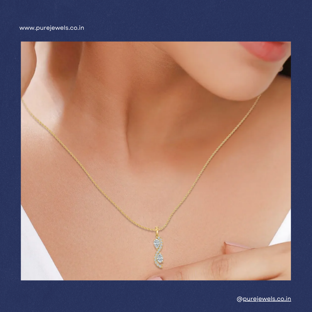 Lab-grown diamond pendant made with the yellow gold suits to every lady becoming a Mother soon.