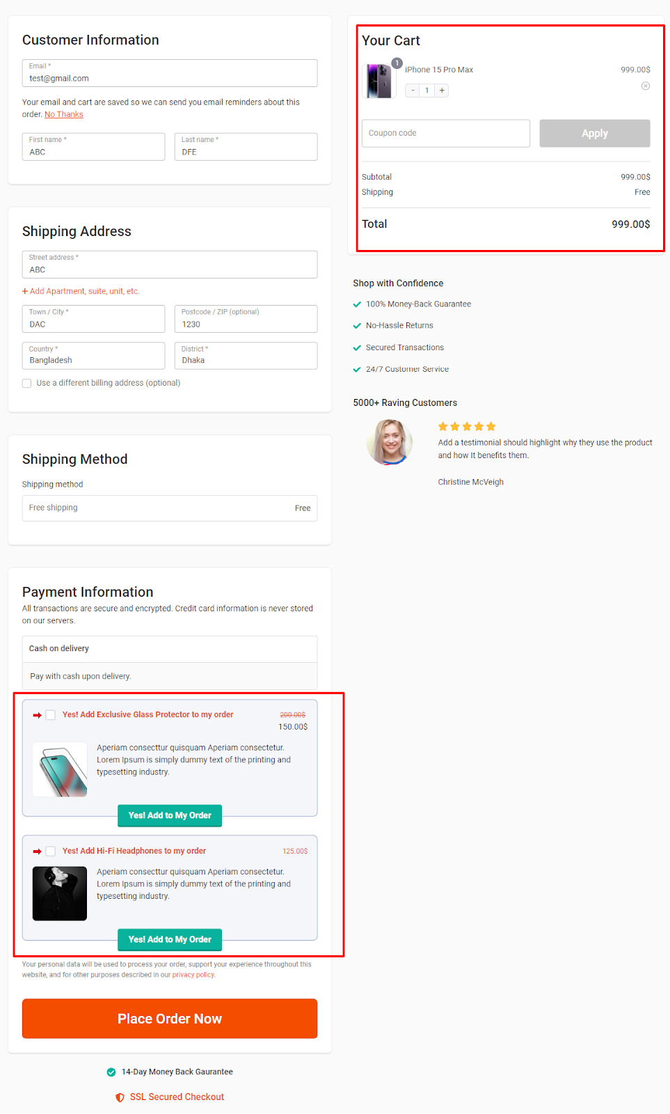 WooCommerce checkout upsell - order bump