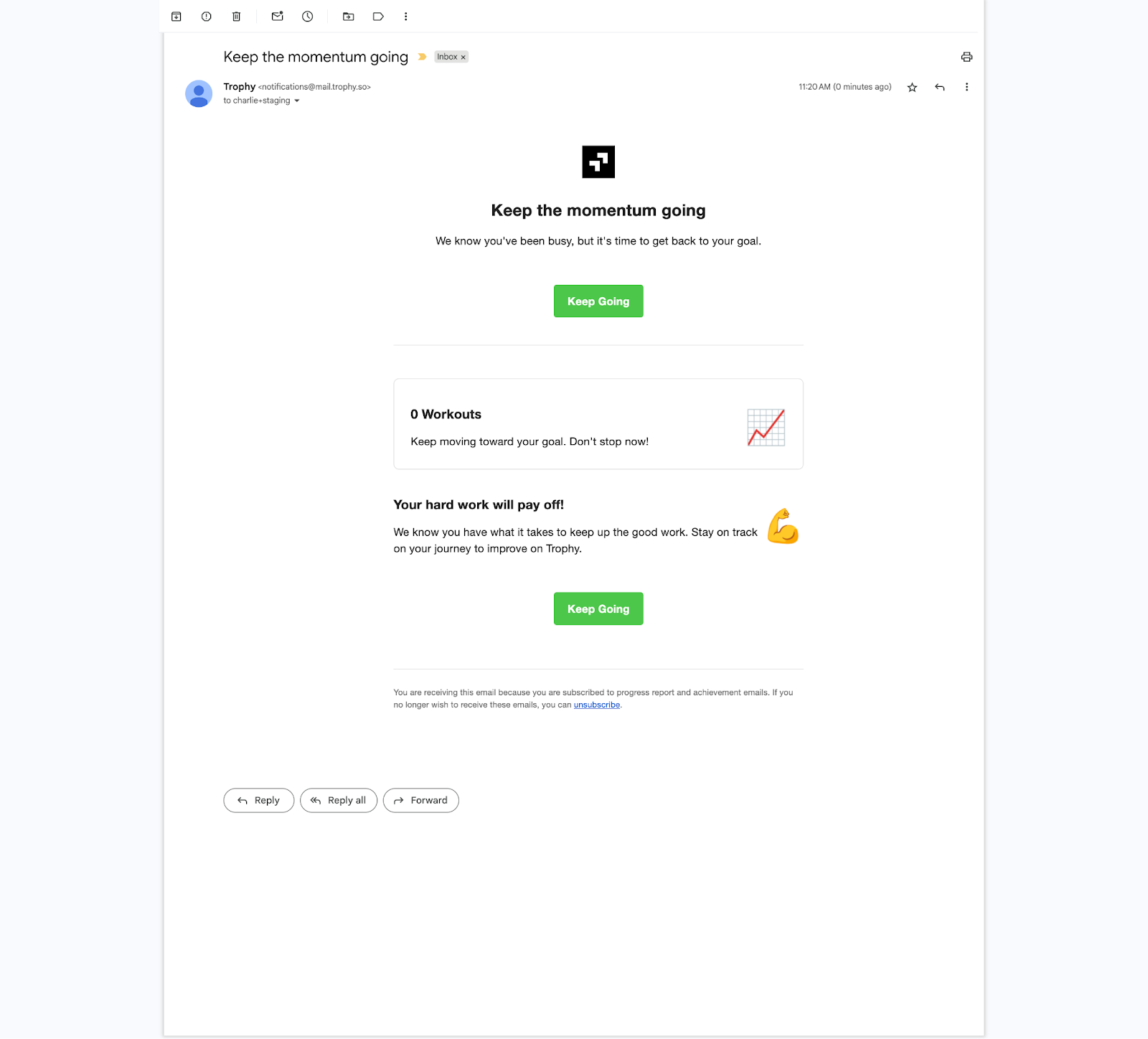 Trophy reactivation lifecycle emails