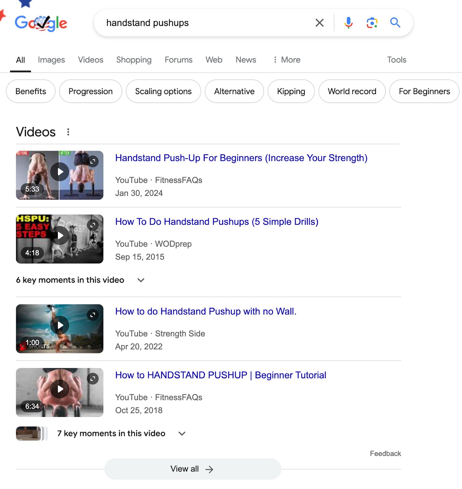 video carousel serp feature shows videos of the answer in action