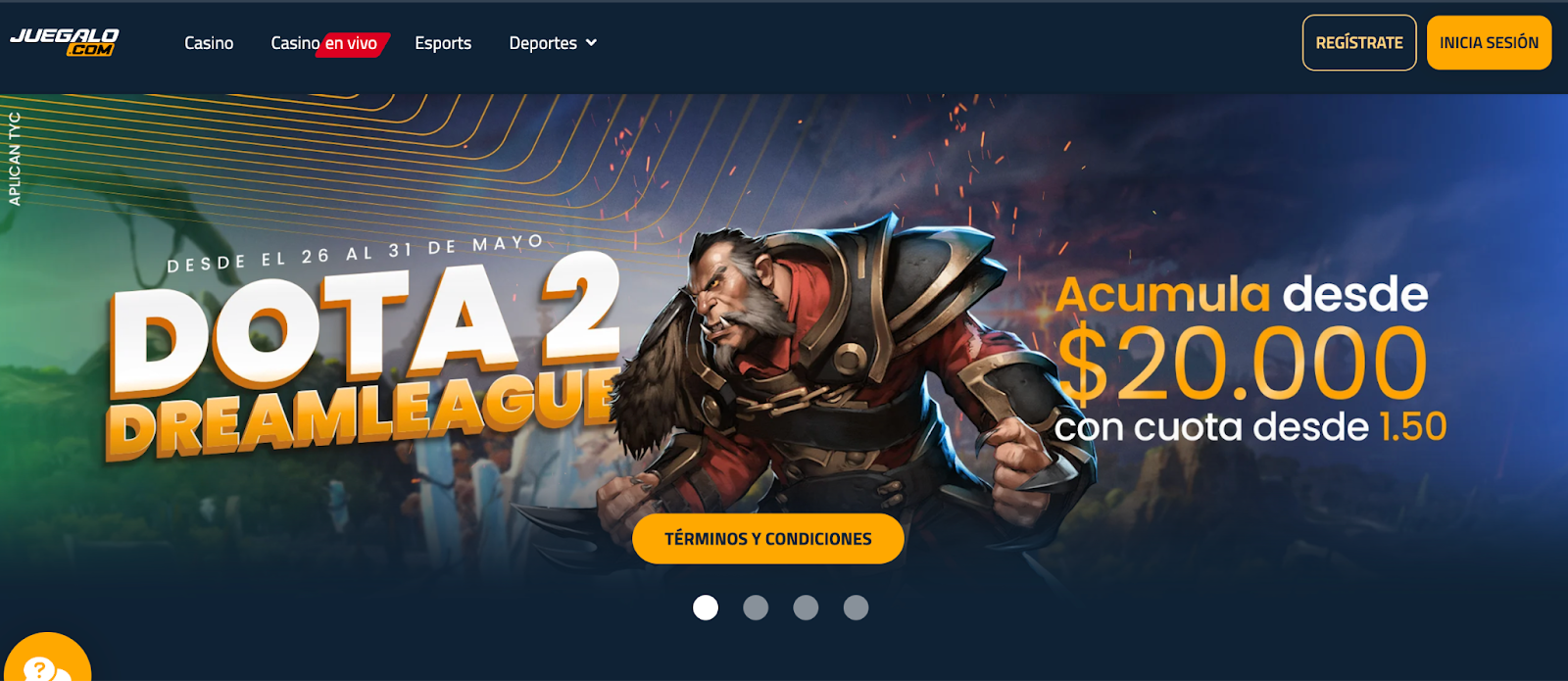 Página de inicio de Juegalo.com casino
