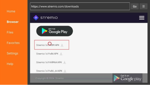 Click Stremio ARM APK