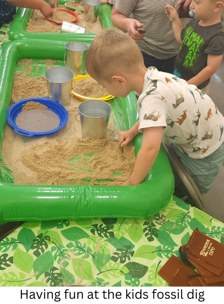 Having fun at the kids fossil dig