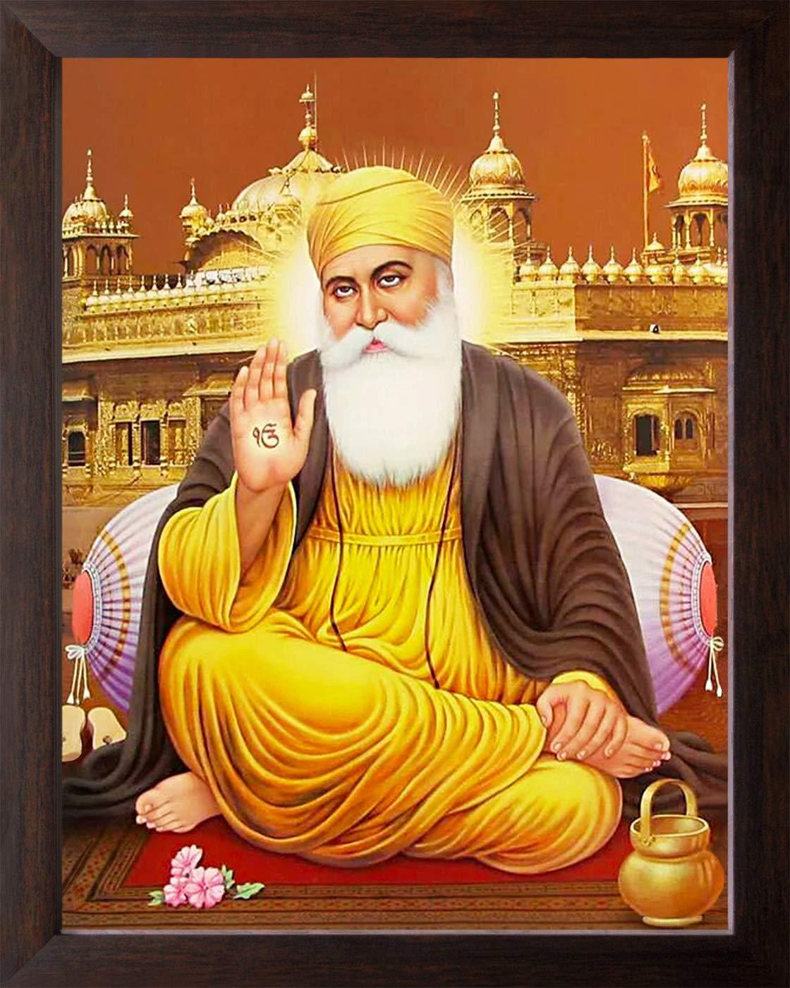 Art n Store Synthetic, Acrylic Paper, Mdf Guru Nanak Dev Ji And Golden  Temple Hd Printed Religious & Decor Picture With Plane Wood Frame (30 X  23.5 X ...