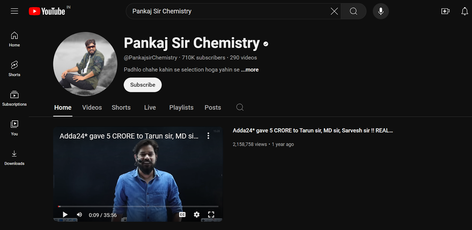 image of pankaj sir chemistry youtube channel