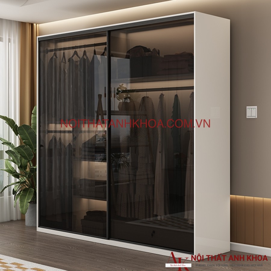 Tủ quần áo cánh kính lùa gỗ mdf cao cấp