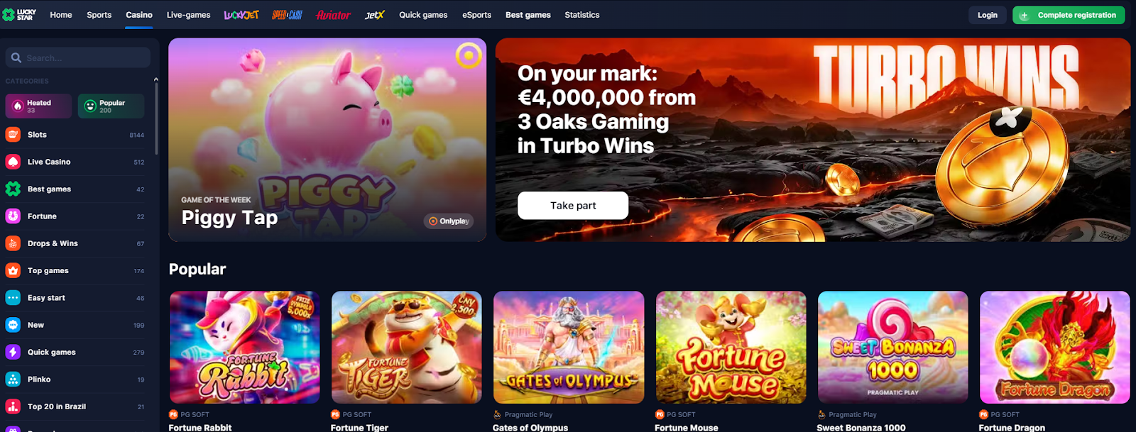 Site da Lucky Star