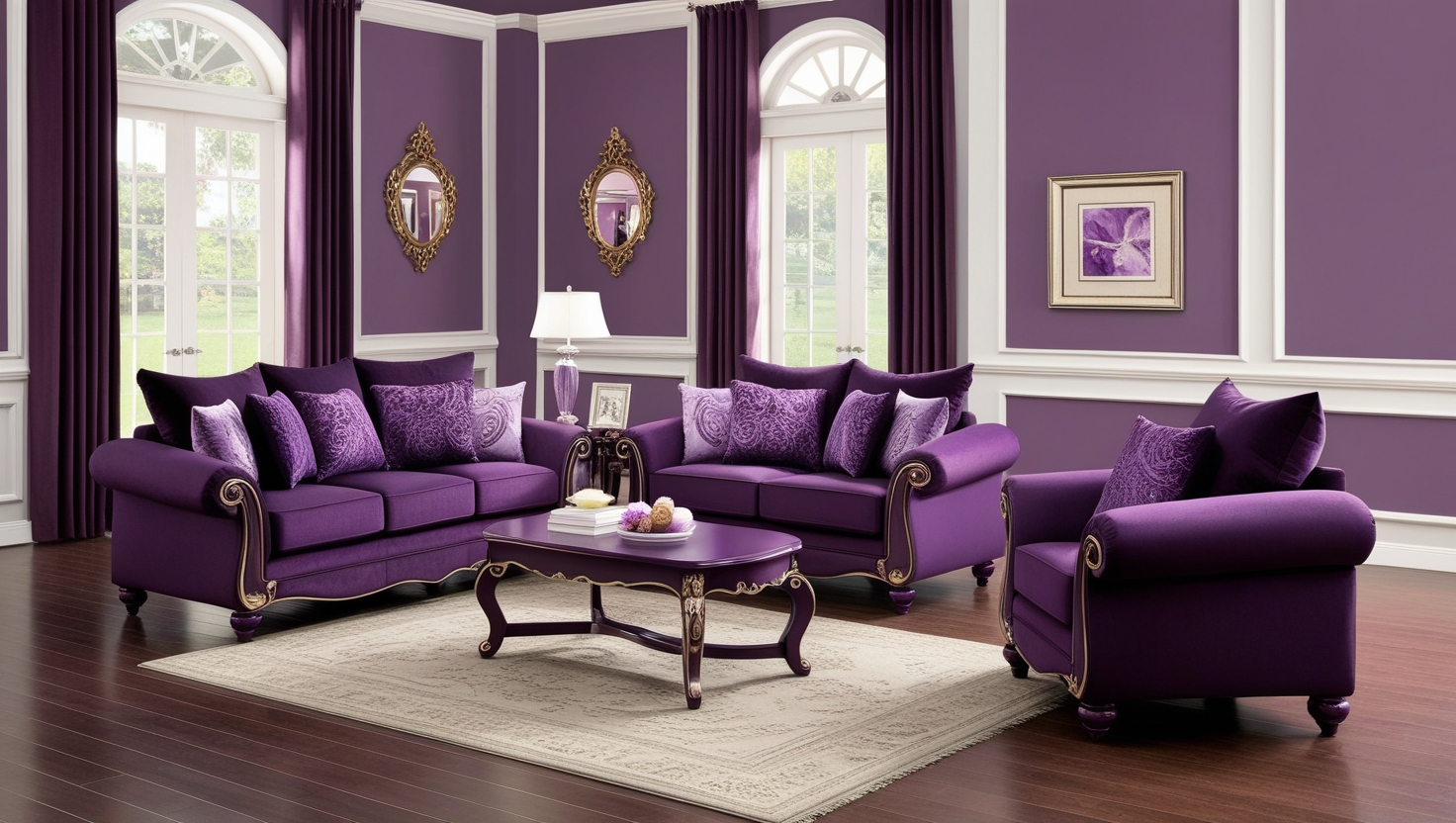  Surti Purple 2 Pc Living Room Set
