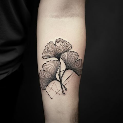 Geometric Ginkgo Tattoo