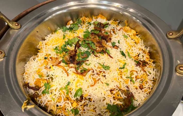 Biryani from an Indian restaurant in Naperville.