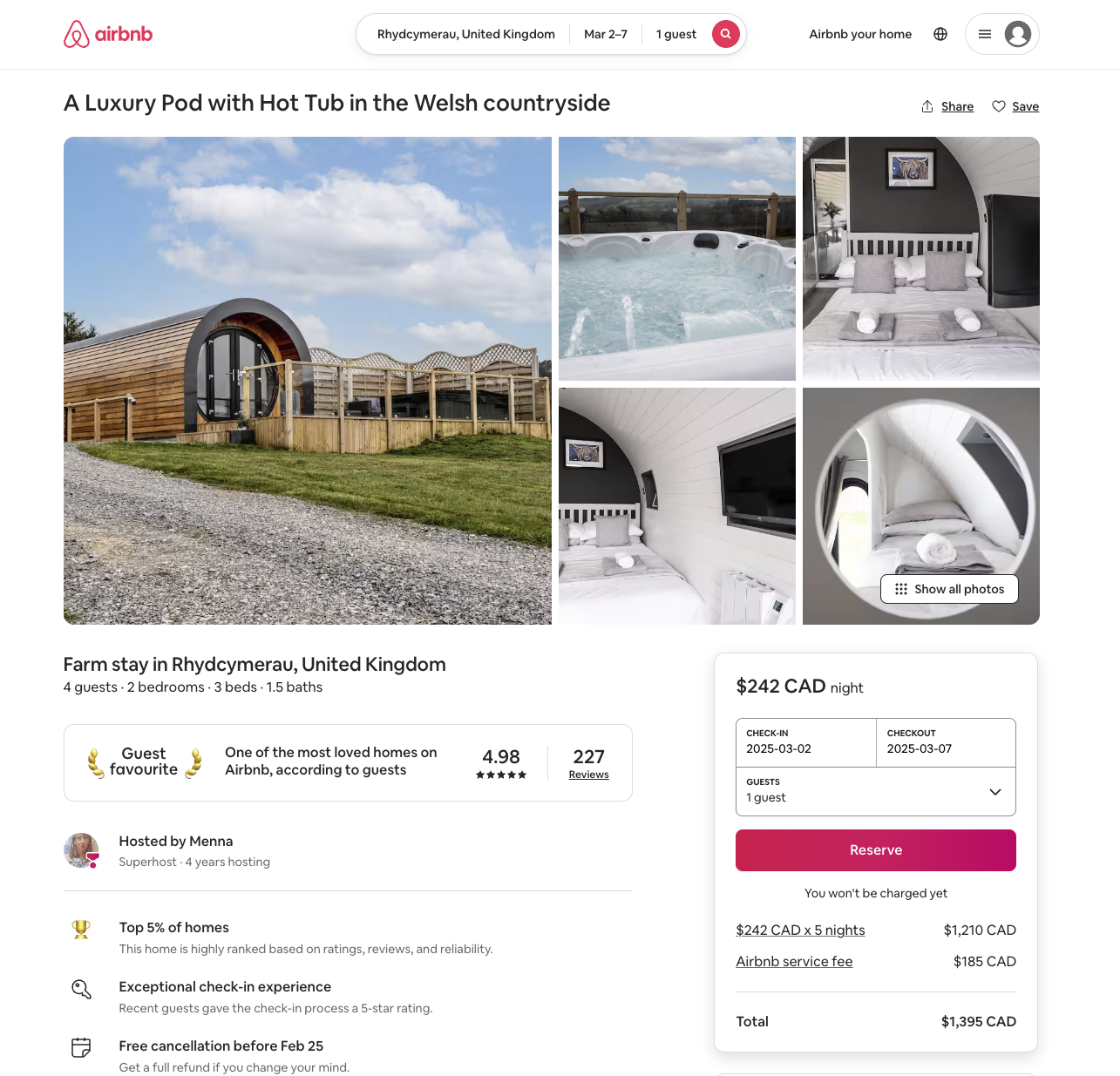 Airbnb CTA example: Reserve