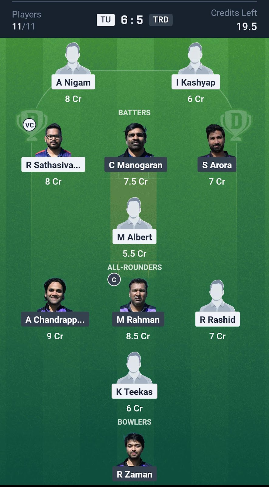 TU vs TRD Small League Team
