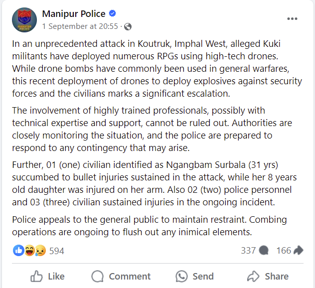C:\Users\lenovo\Downloads\Image-Manipur Police on Facebook-In an unprecedented attack in Koutruk, Imphal West, alleged Kuki militants have deployed numerous RPGs using high-tech drones.png