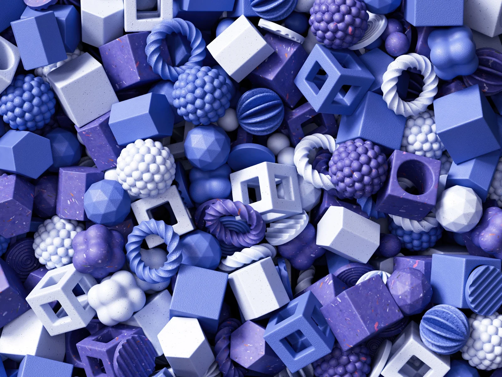 Digital generated image of blue colored geometric shapes.