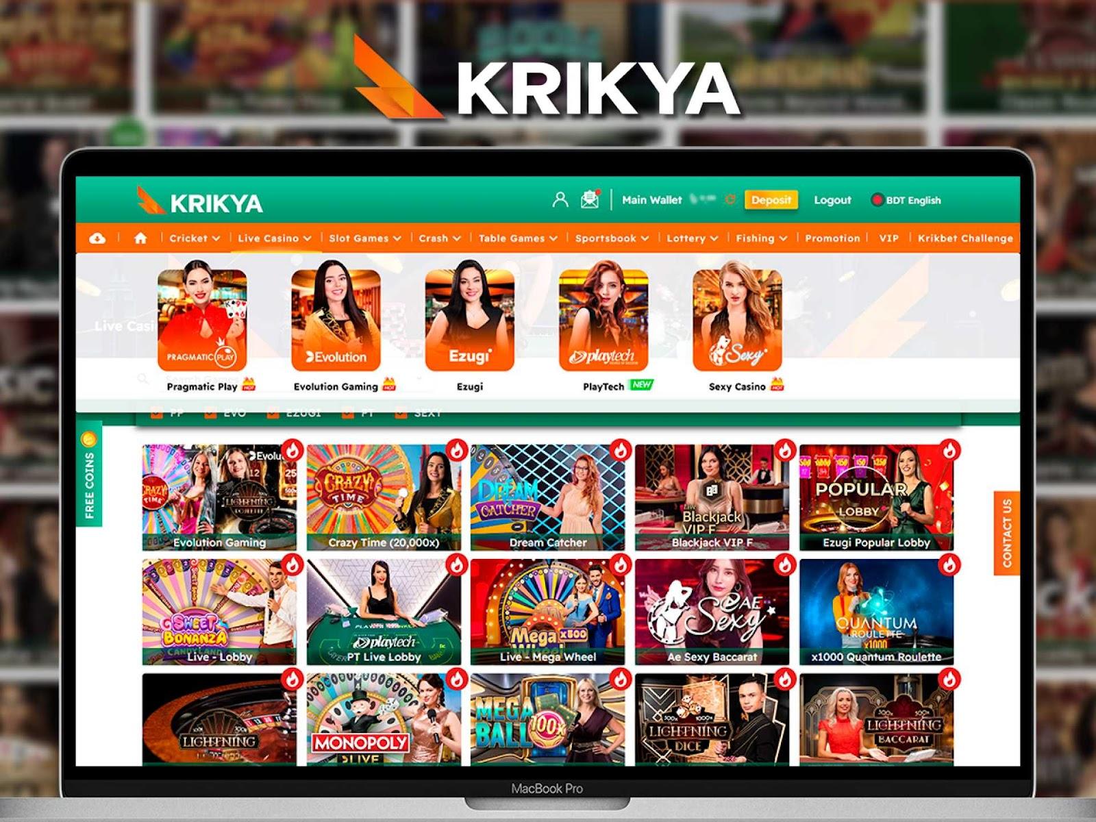 Krikya Live Casino Games