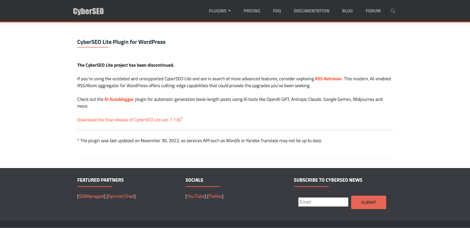 CyberSEO Lite: WordPress ai builder automatic content