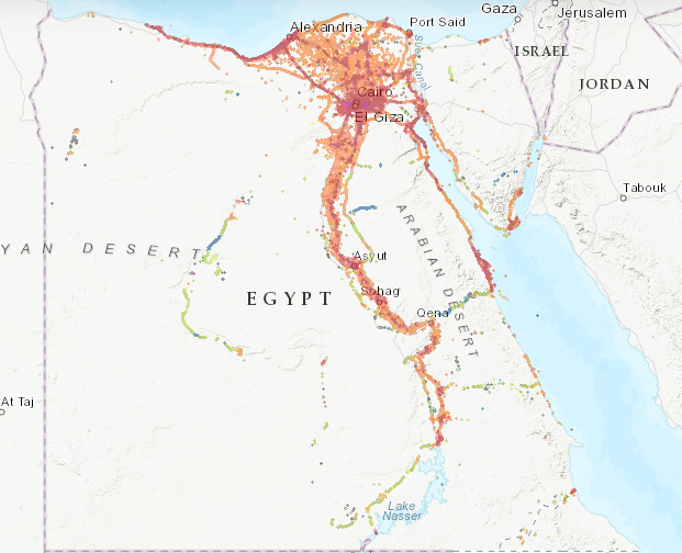 Etisalat Mobile 3G / 4G / 5G coverage map in Egypt