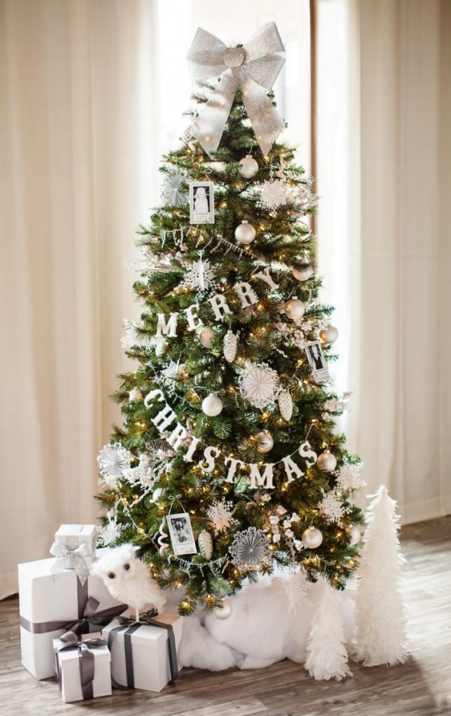 Silver and White Family Christmas Tree Theme