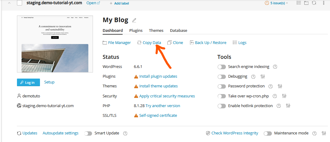 WordPress staging environment with WP Toolkit